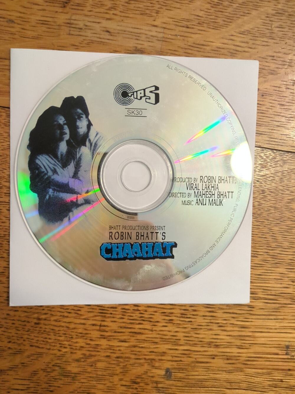Chaahat 1996 Bollywood Indian Music CD Shahrukh Khan Kumar Sanu Disc Only